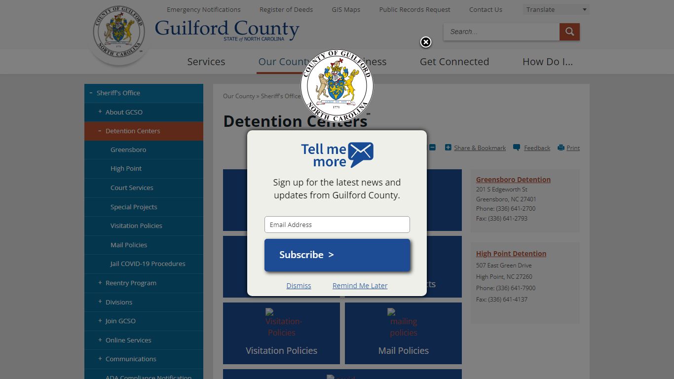 Detention Centers | Guilford County, NC