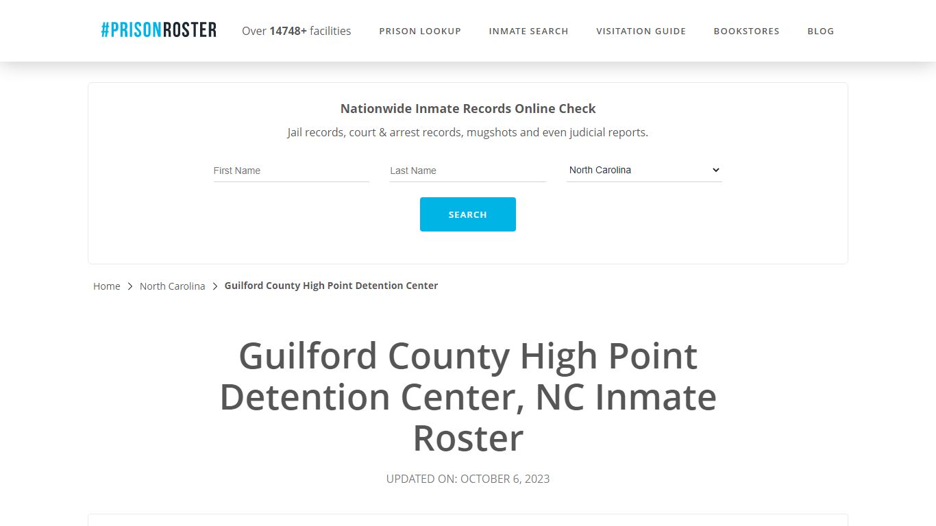Guilford County High Point Detention Center, NC Inmate Roster